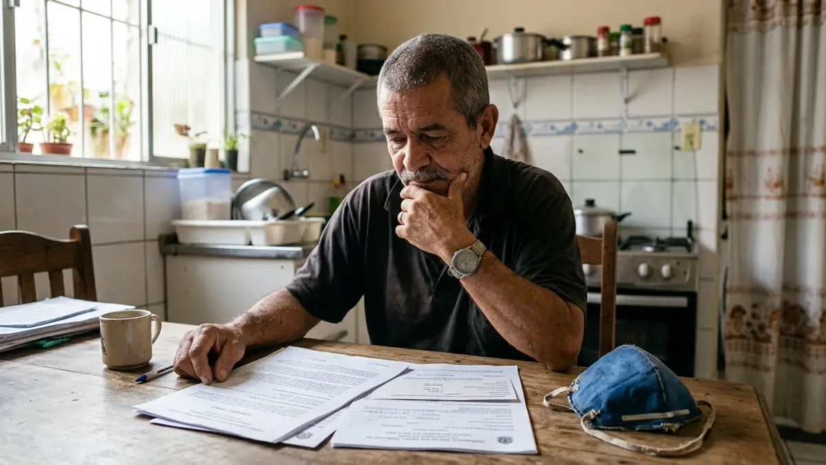 Fotografia documental de um homem de 58 anos, com aparência de operário
