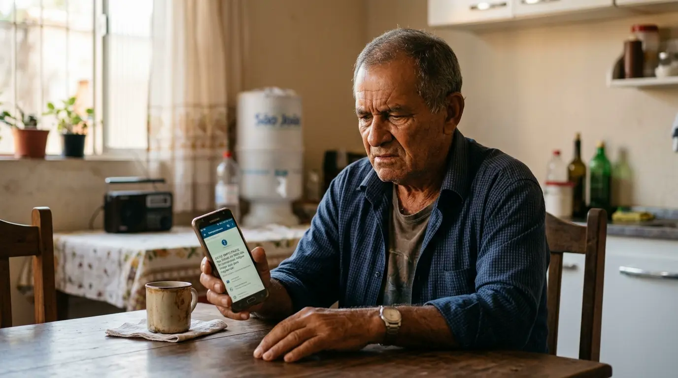 Homem idoso brasileiro, com feição simples e autêntica