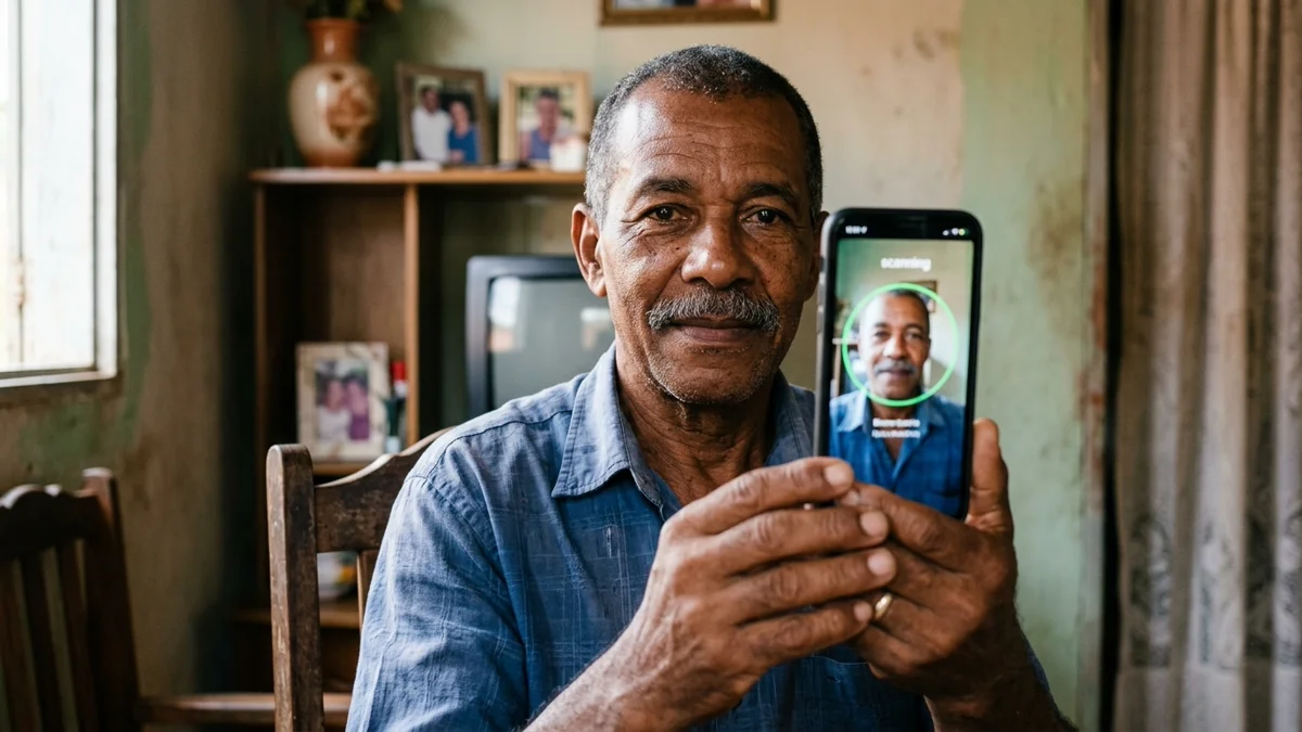 Retrato documental de um senhor brasileiro de 65 anos na sala de sua casa