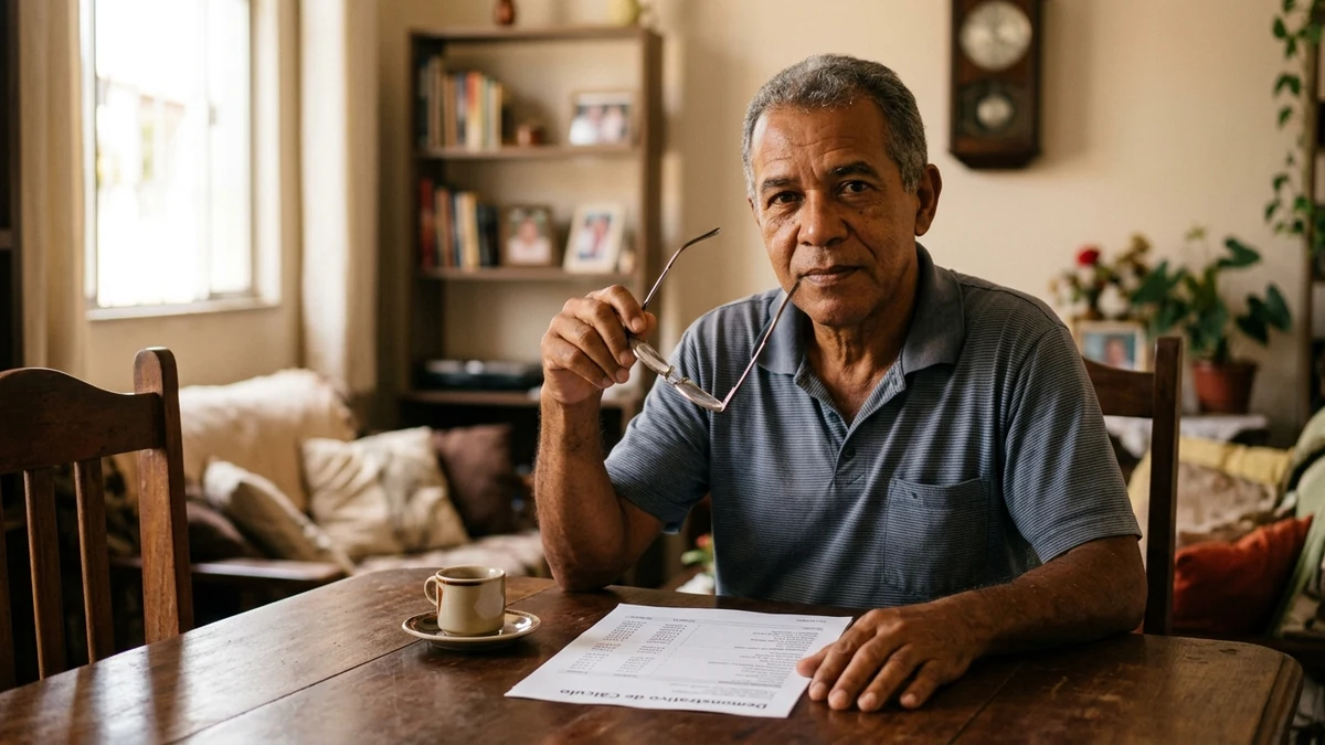 Fotografia documental brasileira de um homem idoso aposentado de cerca de 62 anos, de cabelos grisalhos e feições brasileiras