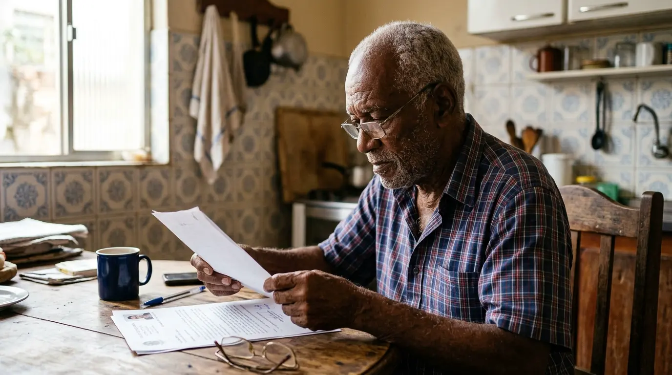 Persona: um homem idoso, com rosto perfeitamente visível e nítido